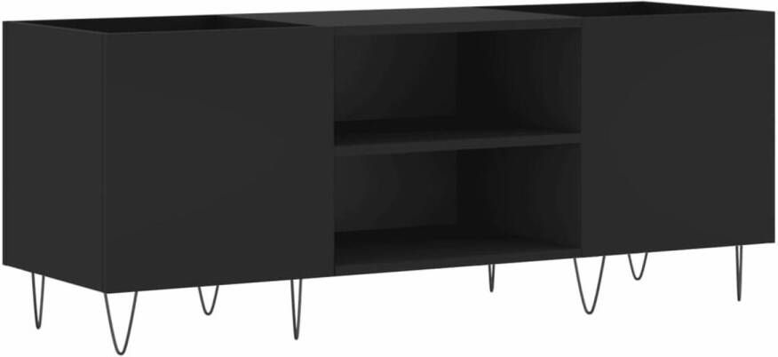 VIDAXL Platenkast 121x38x48 cm bewerkt hout zwart