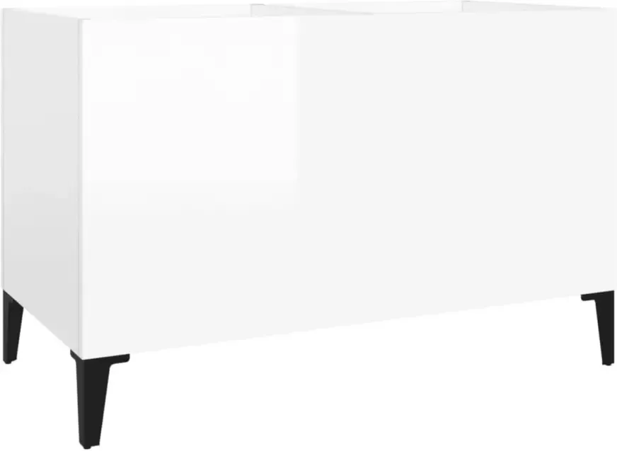 VIDAXL Platenkast 74 5x38x48 cm bewerkt hout hoogglans wit