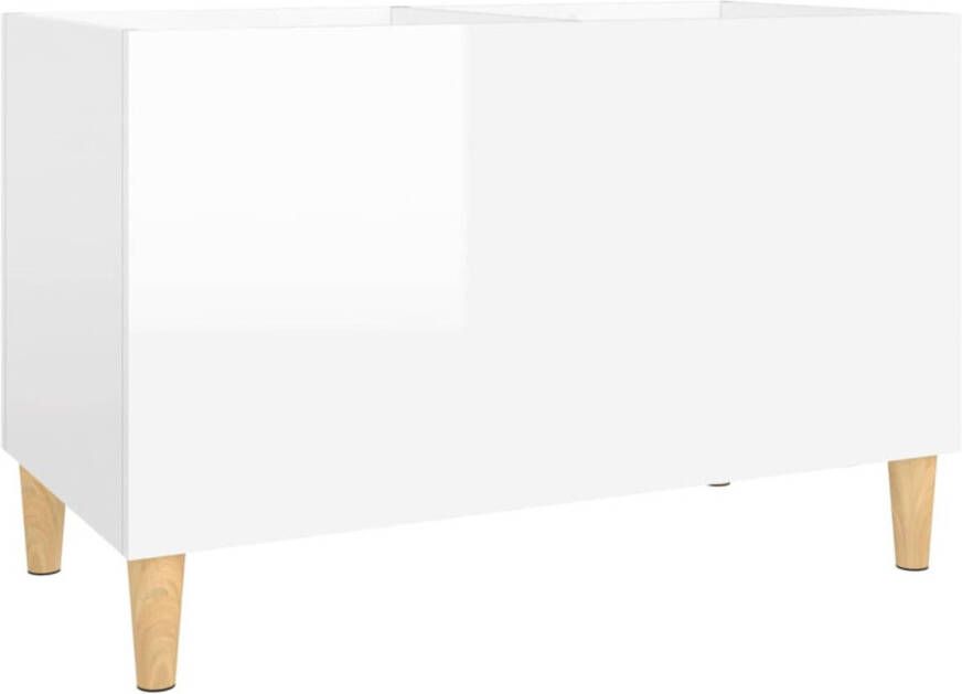 VIDAXL Platenkast 74 5x38x48 cm bewerkt hout hoogglans wit