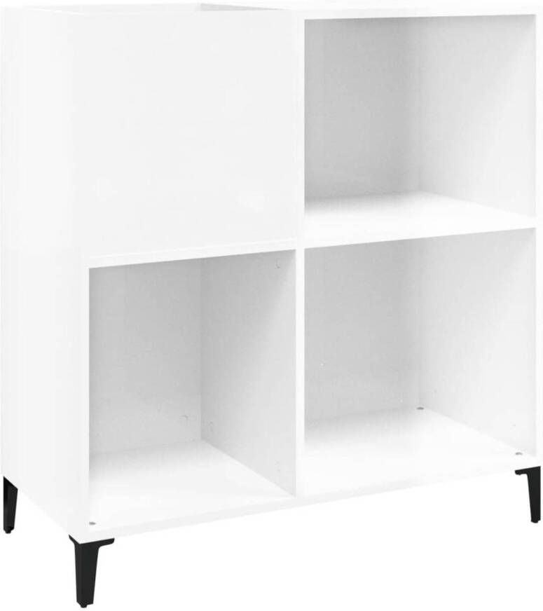 VidaXL Platenkast 84 5x38x89 cm bewerkt hout hoogglans wit