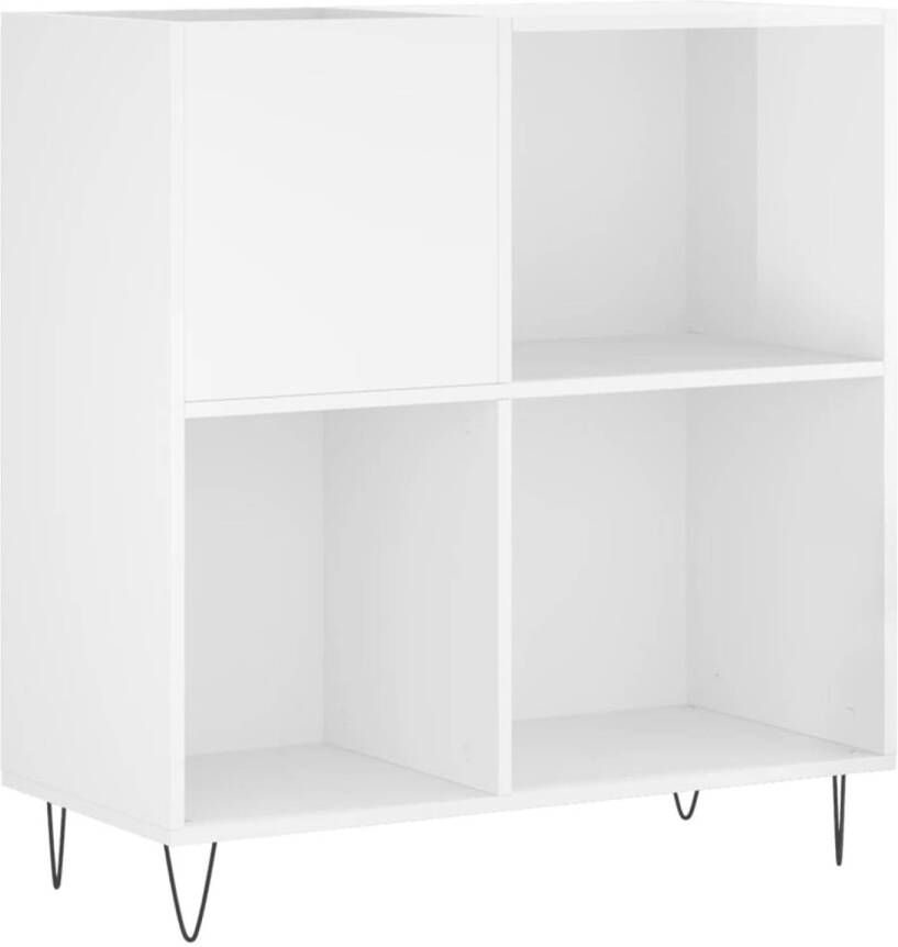 VIDAXL Platenkast 84 5x38x89 cm bewerkt hout hoogglans wit