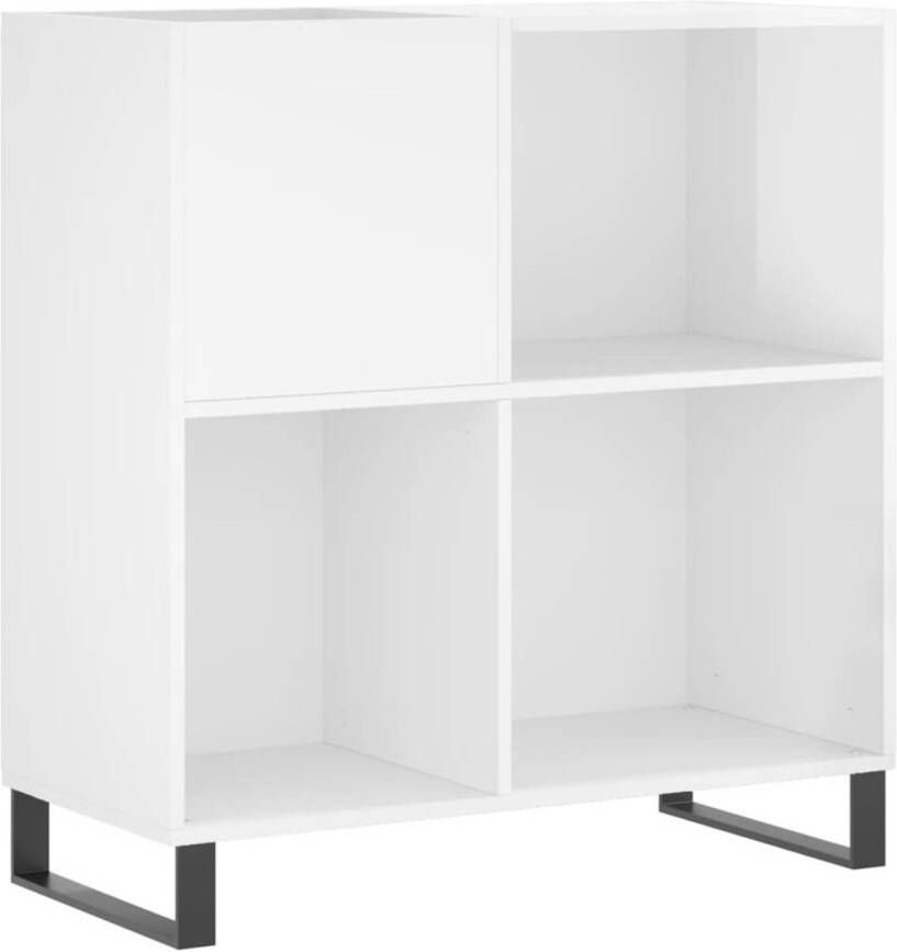 VIDAXL Platenkast 84 5x38x89 cm bewerkt hout hoogglans wit