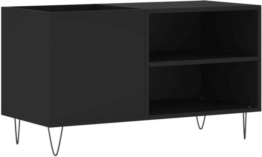 VIDAXL Platenkast 85x38x48 cm bewerkt hout zwart