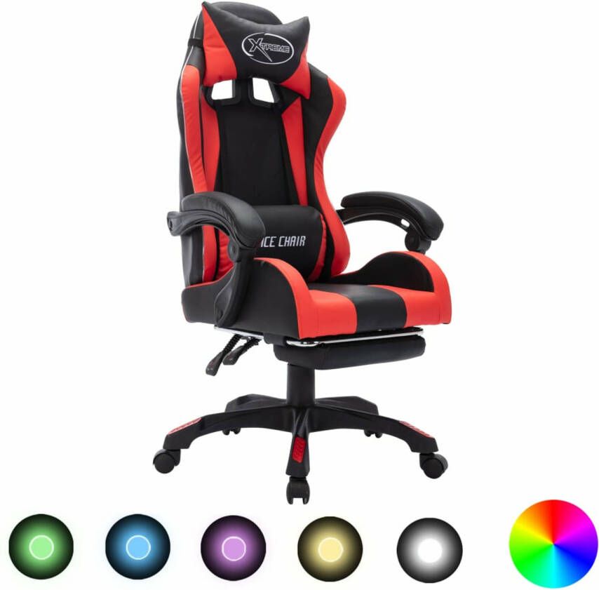 VidaXL -Racestoel-met-RGB-LED-verlichting-kunstleer-rood-en-zwart