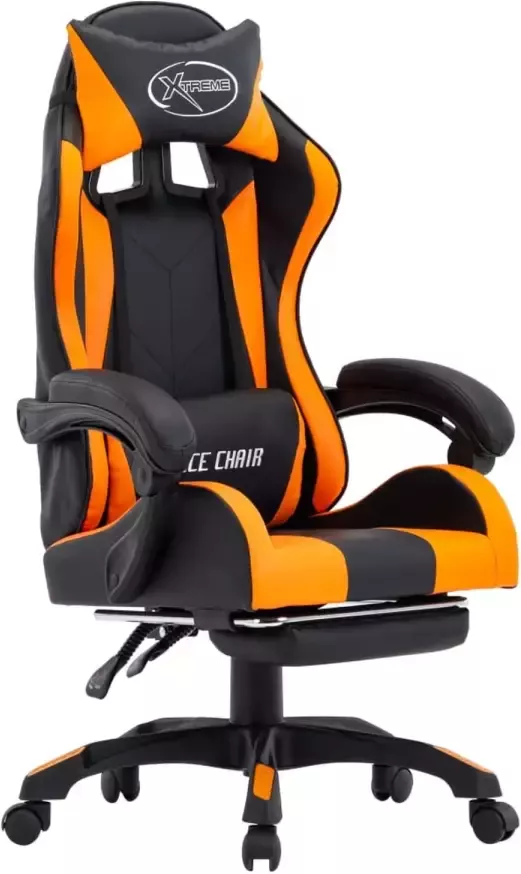 VidaXL Racestoel met voetensteun kunstleer oranje en zwart