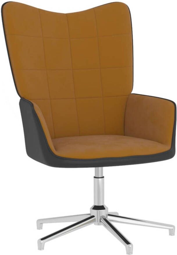 VidaXL Relaxstoel fluweel en PVC bruin