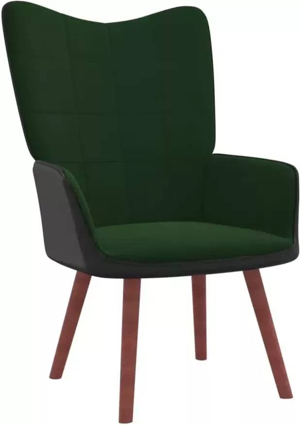 VIDAXL Relaxstoel fluweel en PVC donkergroen - Foto 1