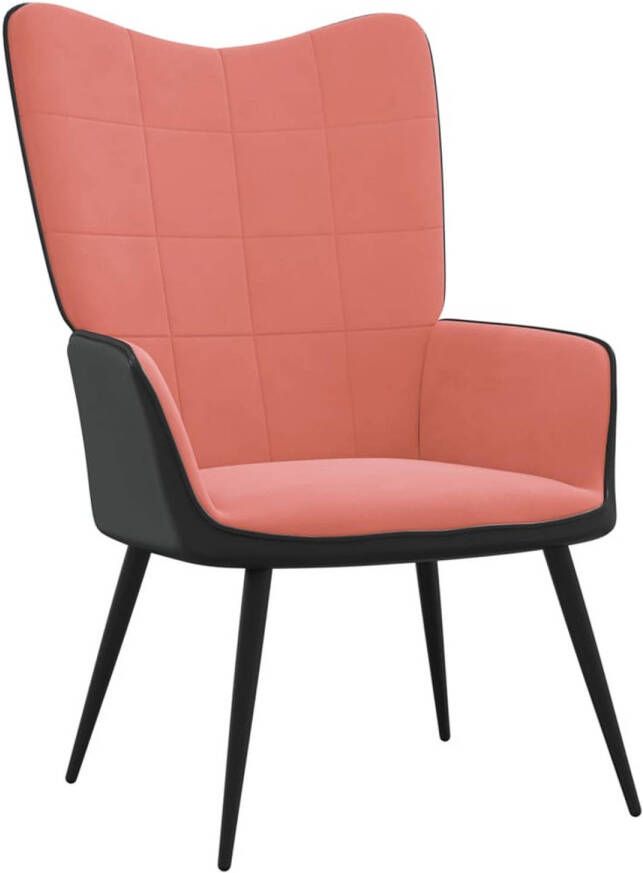 VIDAXL Relaxstoel fluweel en PVC roze