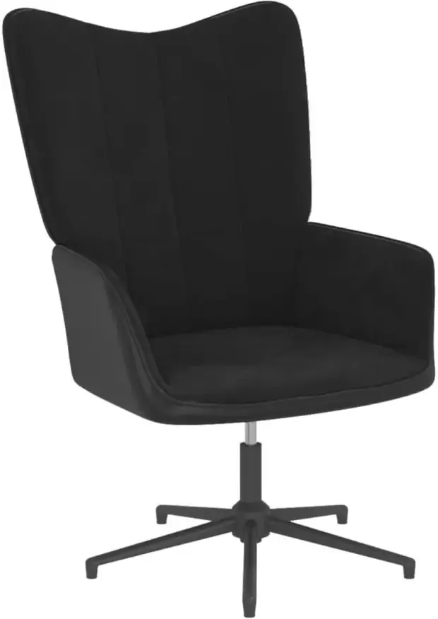 VIDAXL Relaxstoel fluweel en PVC zwart