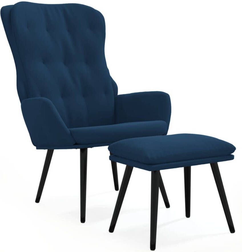 VidaXL Relaxstoel met voetenbank fluweel blauw