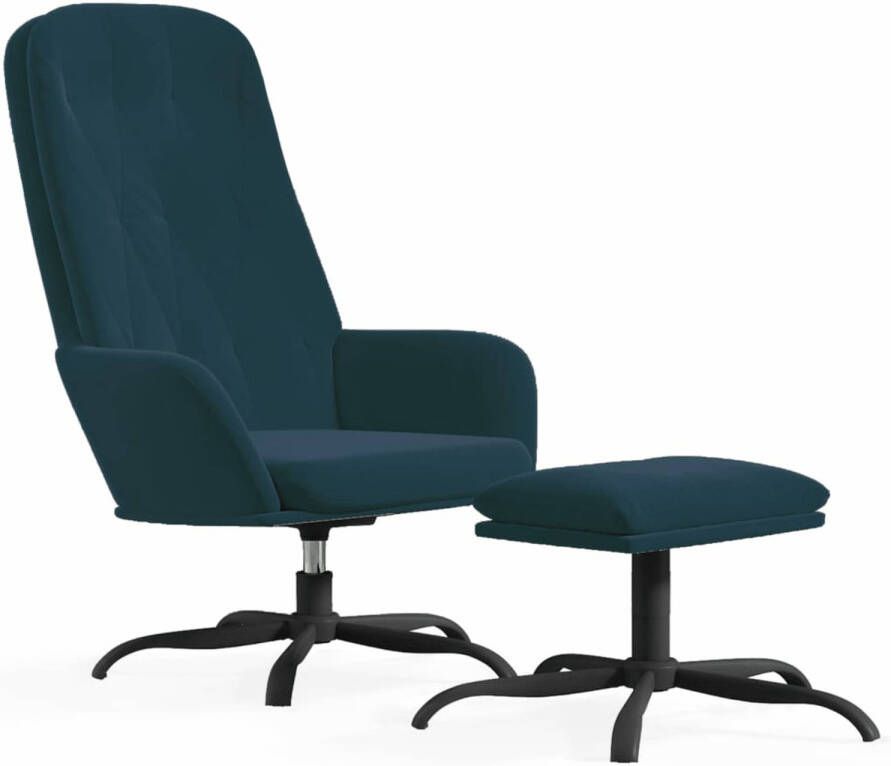 VidaXL Relaxstoel met voetenbank fluweel blauw - Foto 1