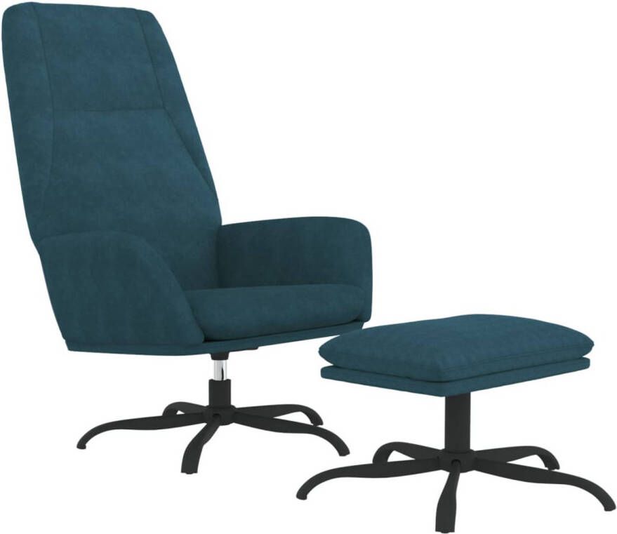 VIDAXL Relaxstoel met voetenbank fluweel blauw