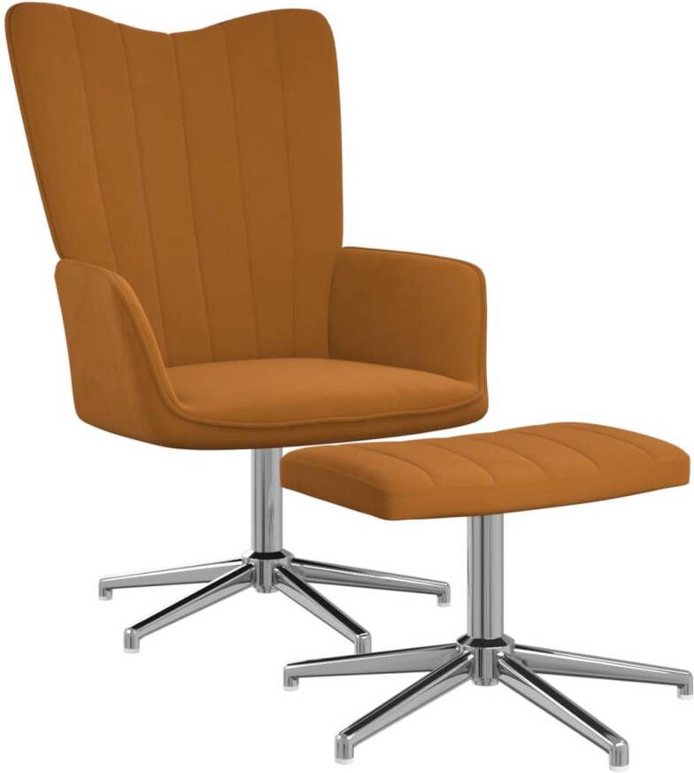 VIDAXL Relaxstoel met voetenbank fluweel bruin