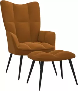 VidaXL Relaxstoel met voetenbank fluweel bruin