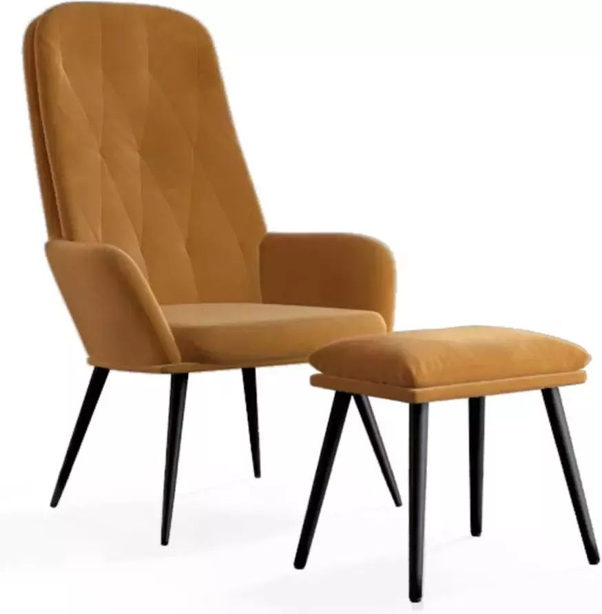 VidaXL Relaxstoel met voetenbank fluweel bruin - Foto 1
