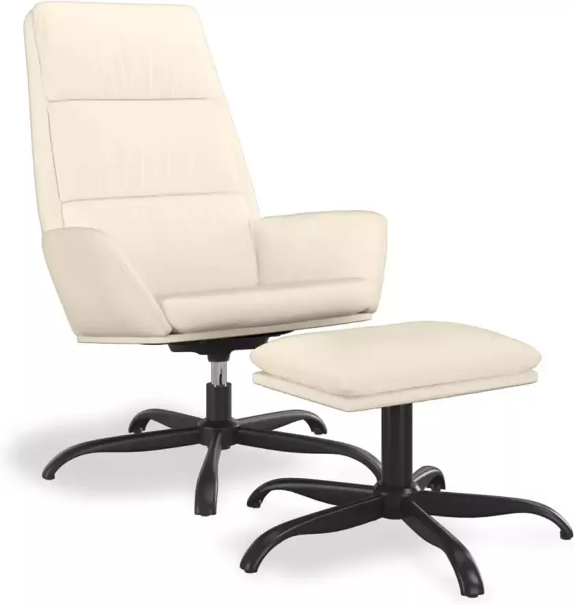 VidaXL Relaxstoel met voetenbank fluweel crèmekleurig