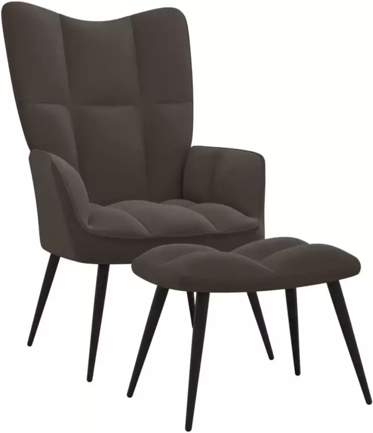 VidaXL Relaxstoel met voetenbank fluweel donkergrijs