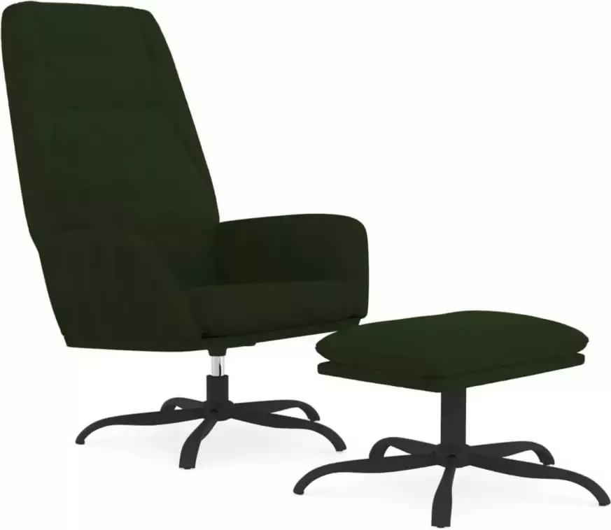 VidaXL Relaxstoel met voetenbank fluweel donkergroen