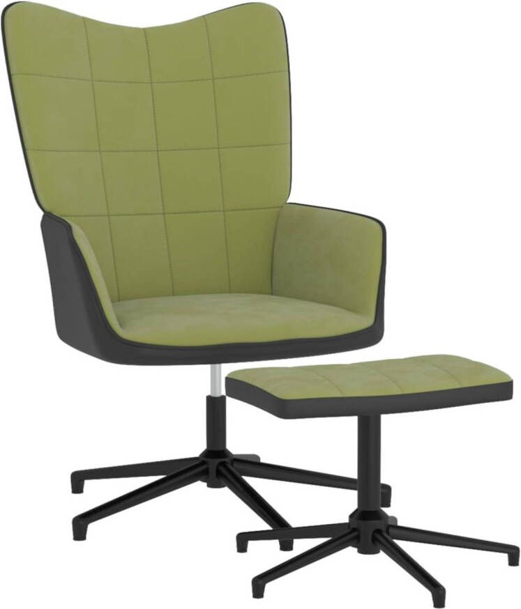 VidaXL Relaxstoel met voetenbank fluweel en PVC lichtgroen