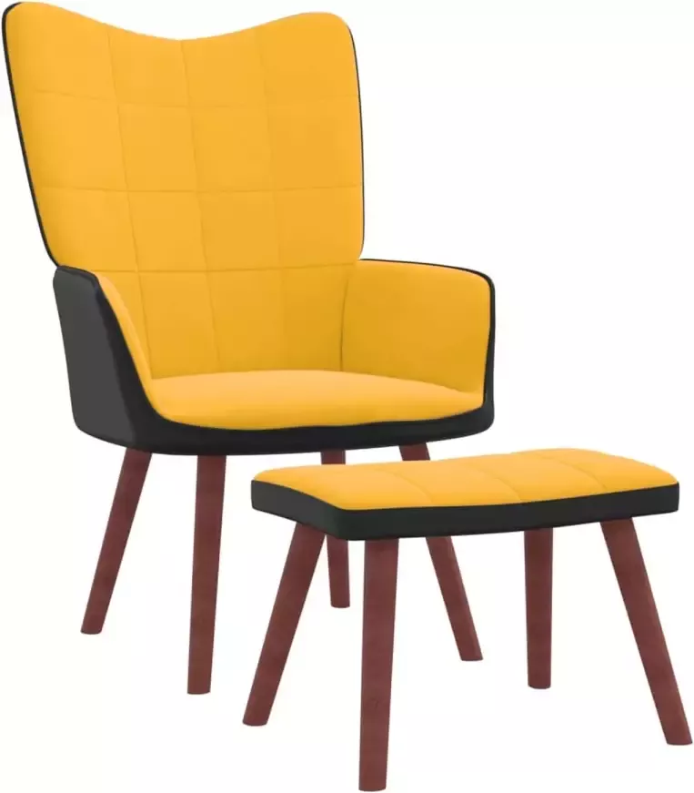 VidaXL Relaxstoel met voetenbank fluweel en PVC mosterdgeel