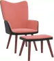 VidaXL Relaxstoel met voetenbank fluweel en PVC roze - Thumbnail 1