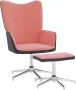 VIDAXL Relaxstoel met voetenbank fluweel en PVC roze - Thumbnail 1