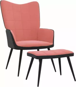VidaXL Relaxstoel Met Voetenbank Fluweel En Pvc Roze