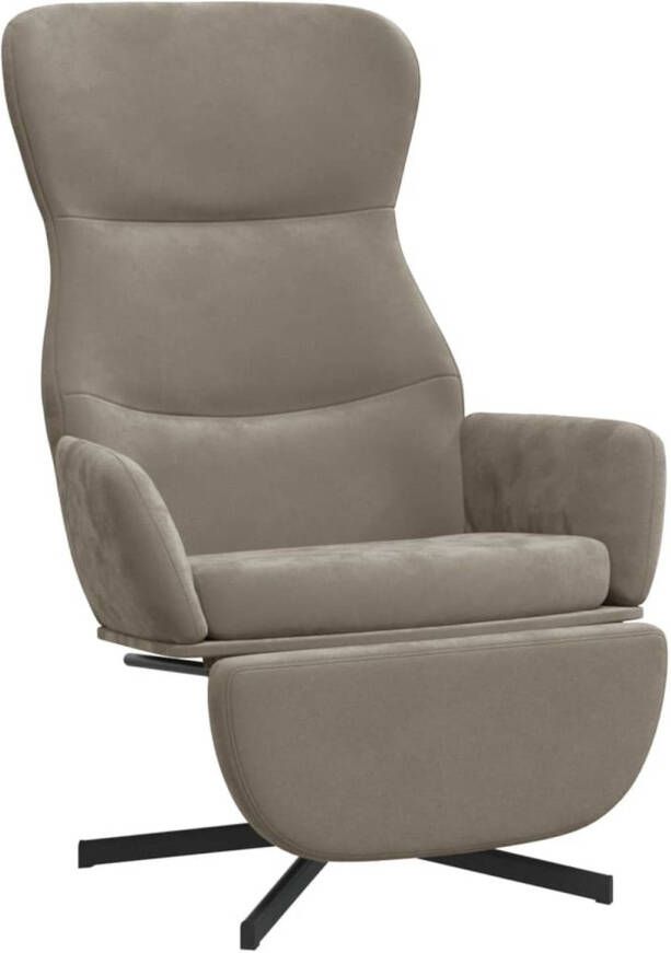VIDAXL Relaxstoel met voetenbank fluweel lichtgrijs - Foto 1