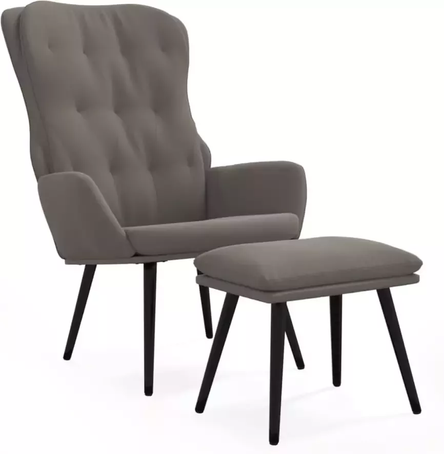 VIDAXL Relaxstoel met voetenbank fluweel lichtgrijs - Foto 1