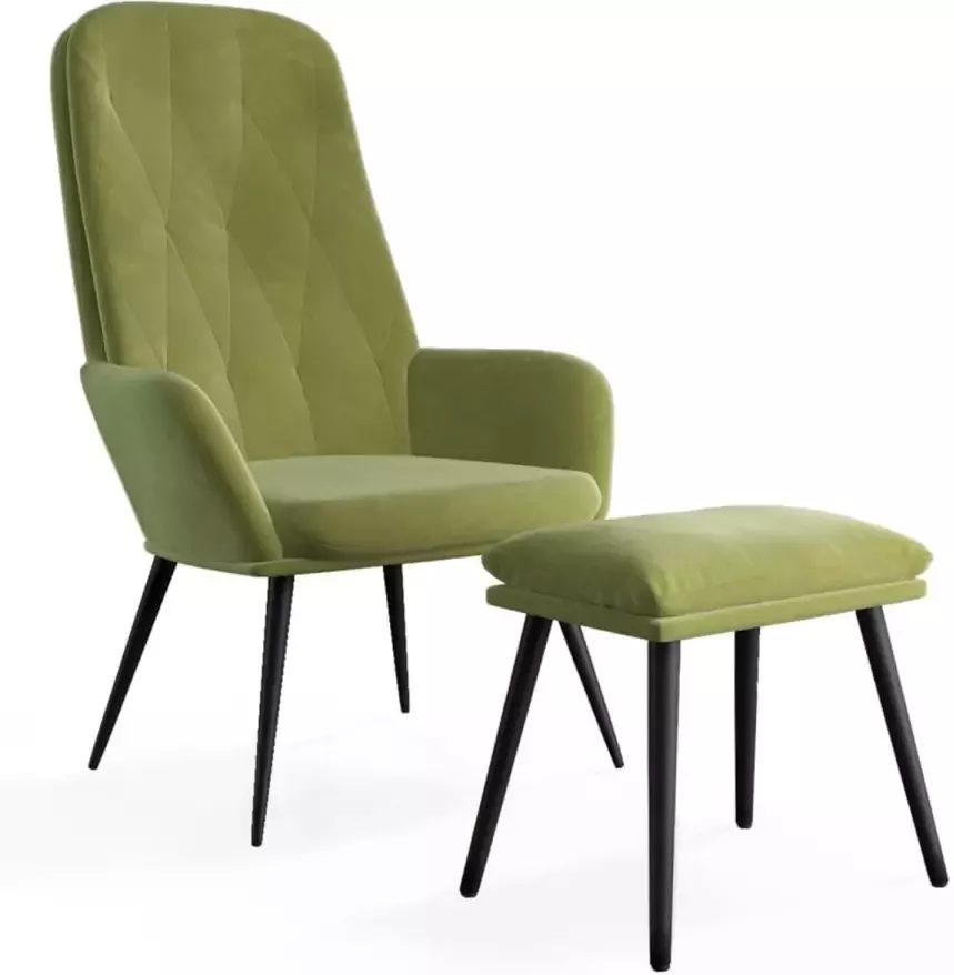 VIDAXL Relaxstoel met voetenbank fluweel lichtgroen - Foto 1