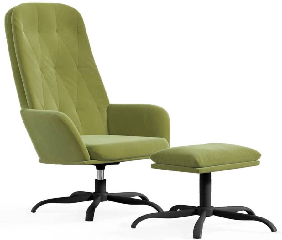 VidaXL Relaxstoel met voetenbank fluweel lichtgroen