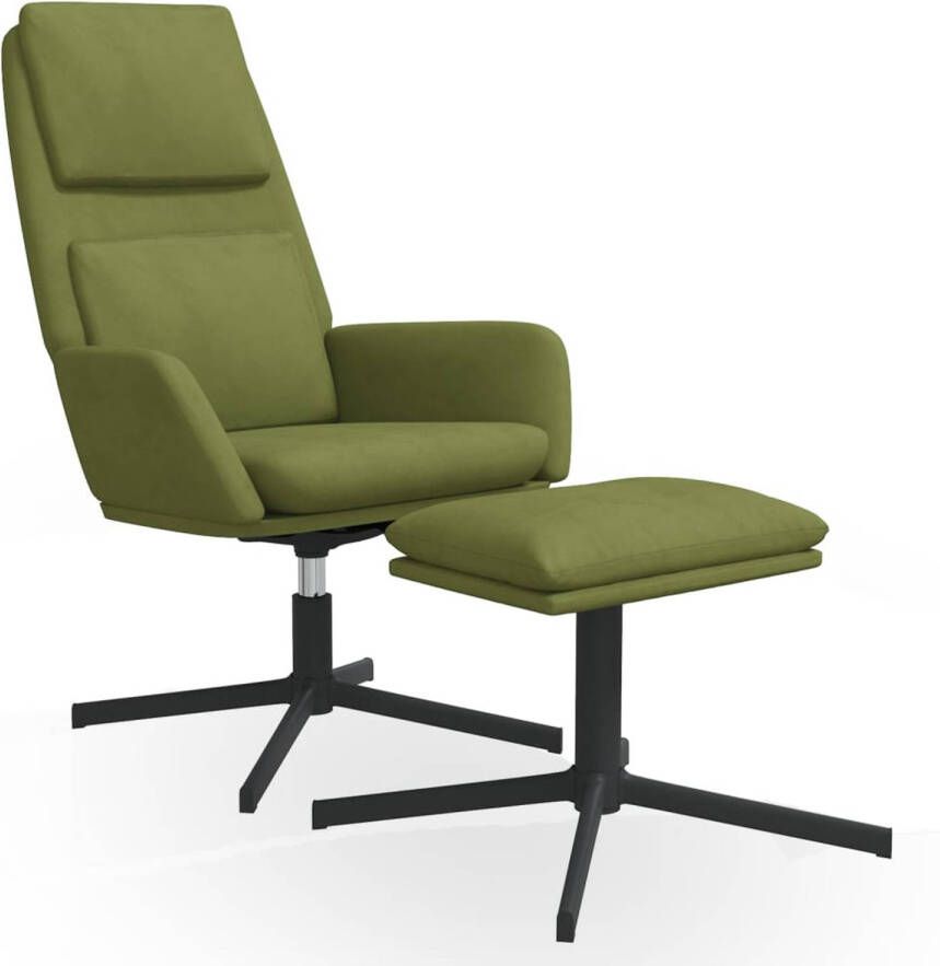 VIDAXL Relaxstoel met voetenbank fluweel lichtgroen - Foto 1