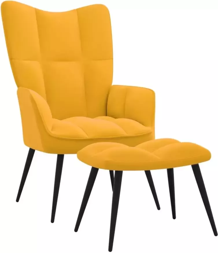 VidaXL Relaxstoel met voetenbank fluweel mosterdgeel