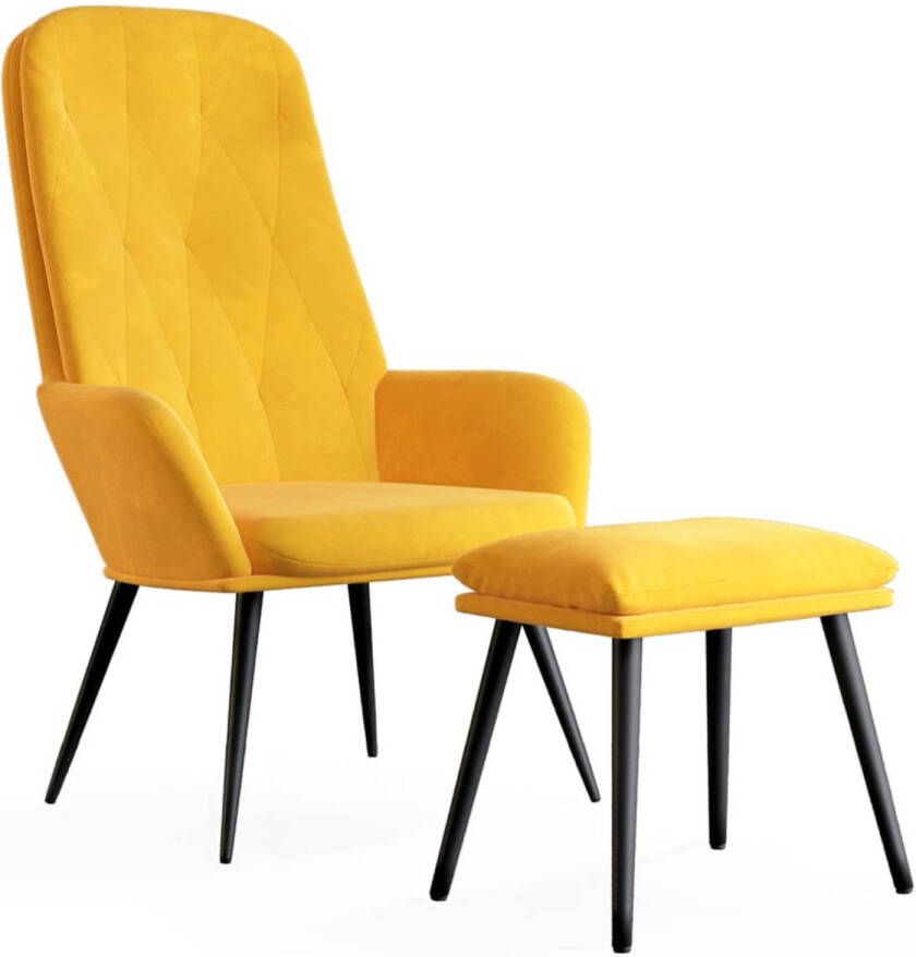 VidaXL Relaxstoel met voetenbank fluweel mosterdgeel