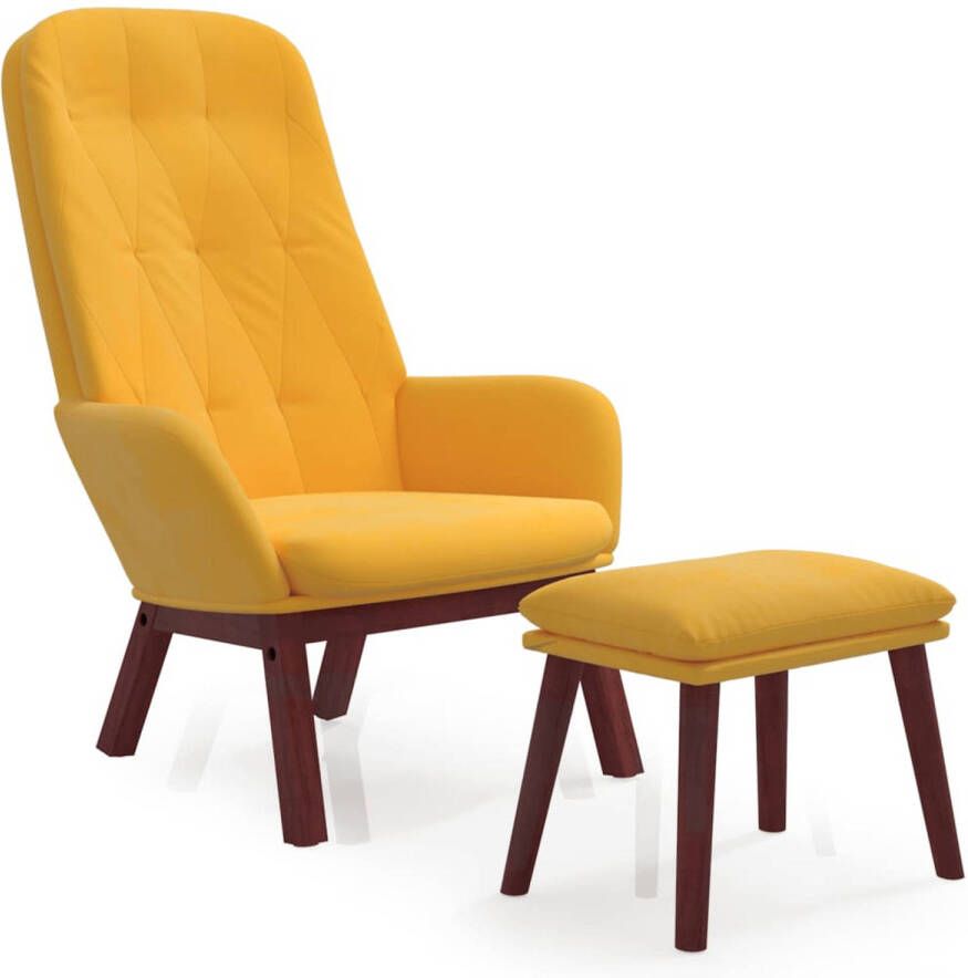 VIDAXL Relaxstoel met voetenbank fluweel mosterdgeel