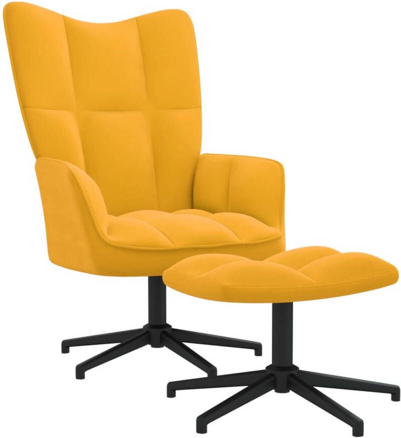 VidaXL Relaxstoel met voetenbank fluweel mosterdgeel