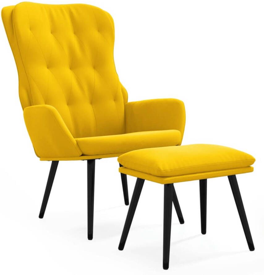 VIDAXL Relaxstoel met voetenbank fluweel mosterdgeel