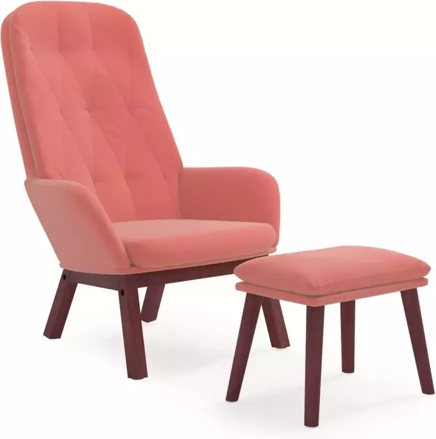 VIDAXL Relaxstoel met voetenbank fluweel roze