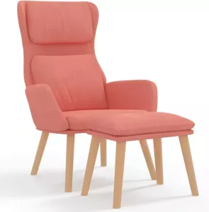 VidaXL Relaxstoel Met Voetenbank Fluweel Roze
