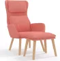 VidaXL Relaxstoel met voetenbank fluweel roze - Thumbnail 1