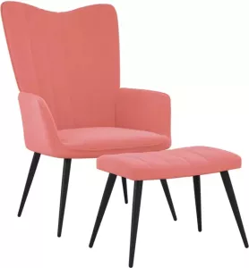 VidaXL Relaxstoel Met Voetenbank Fluweel Roze