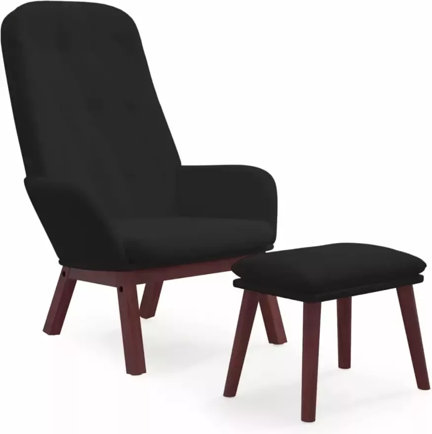 VidaXL Relaxstoel met voetenbank fluweel zwart