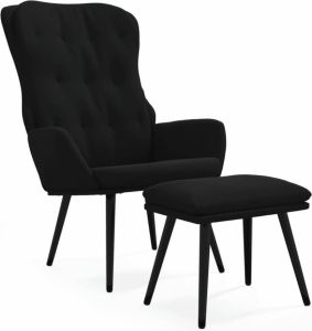 VidaXL Relaxstoel met voetenbank fluweel zwart