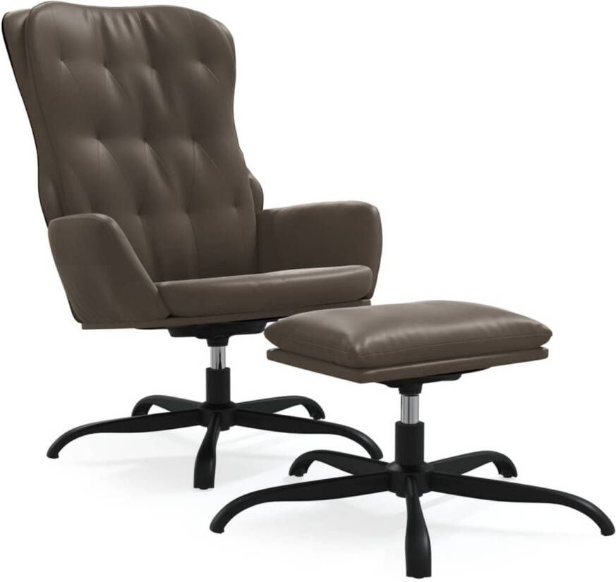 VIDAXL Relaxstoel met voetenbank kunstleer antracietgrijs