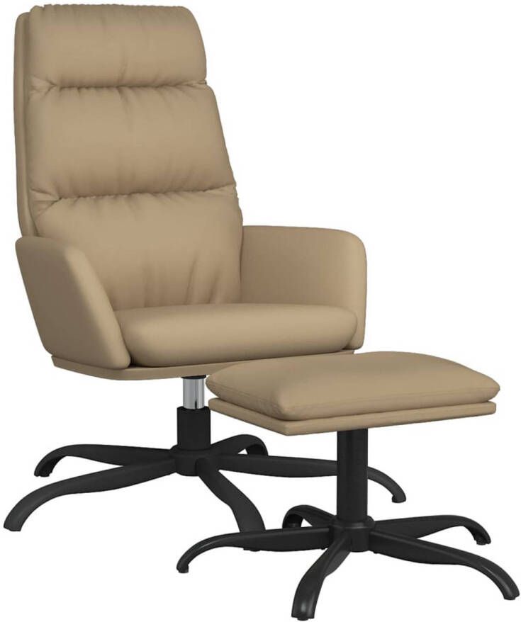VidaXL Relaxstoel met voetenbank kunstleer cappuccinokleurig