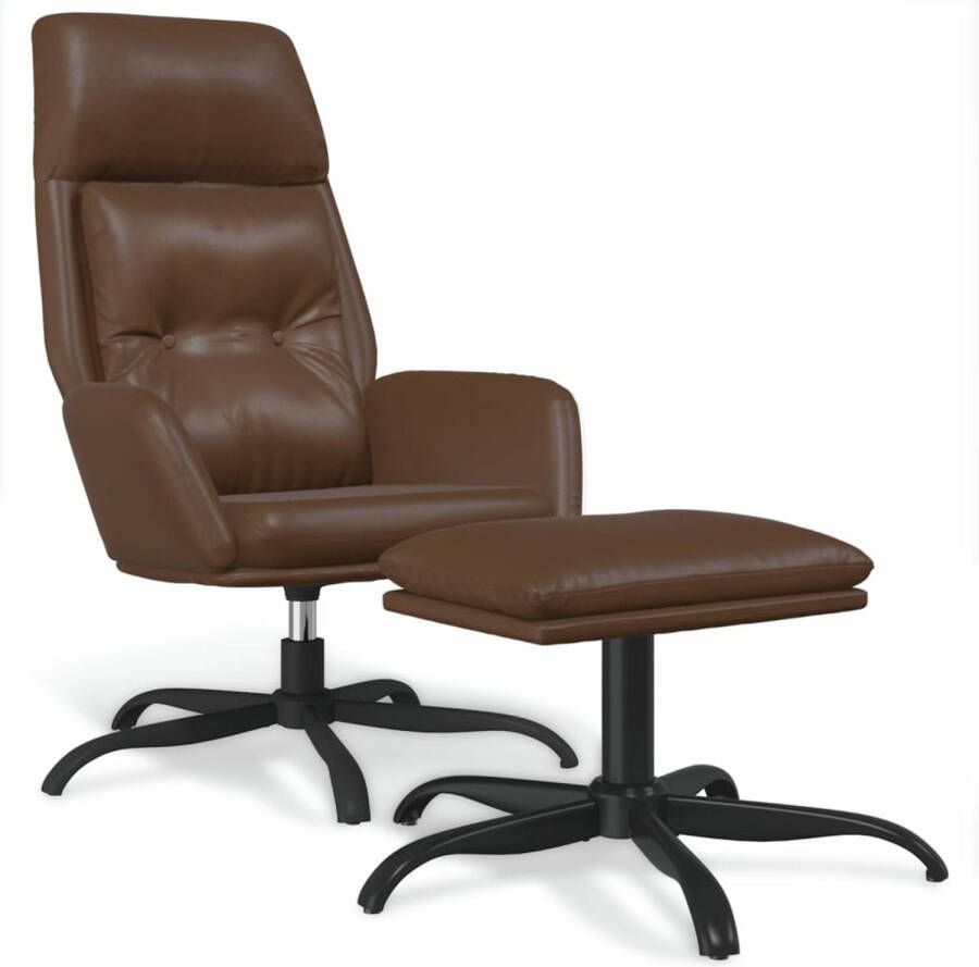 VIDAXL Relaxstoel met voetenbank kunstleer glanzend bruin