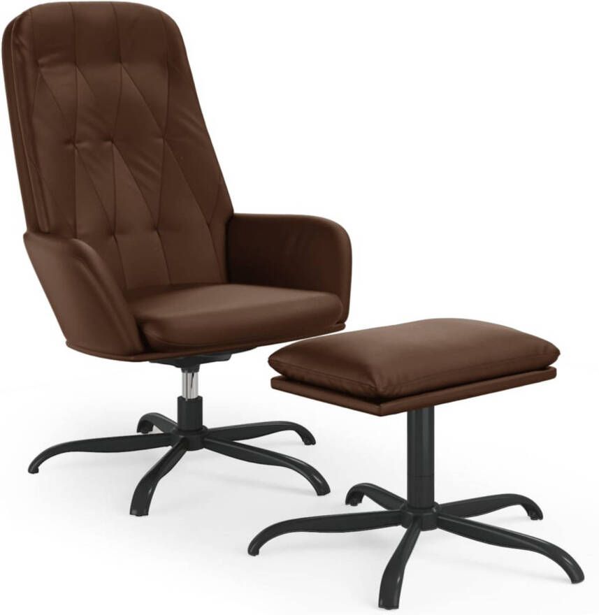 VidaXL Relaxstoel met voetenbank kunstleer glanzend bruin