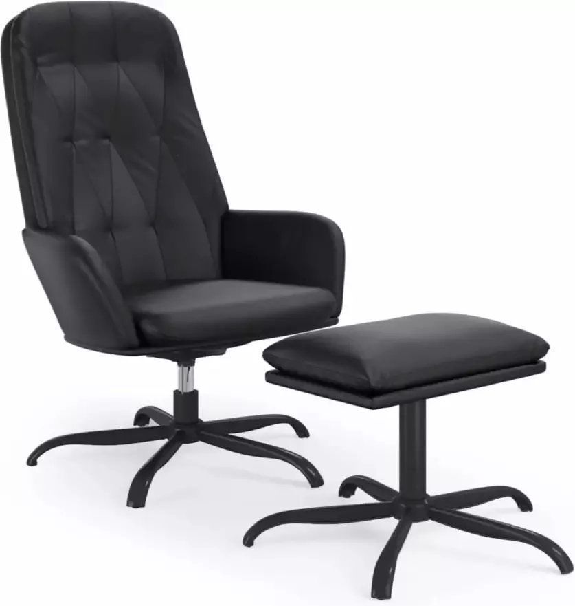 VIDAXL Relaxstoel met voetenbank kunstleer glanzend zwart