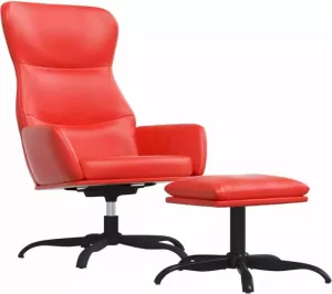 VidaXL Relaxstoel met voetenbank kunstleer rood