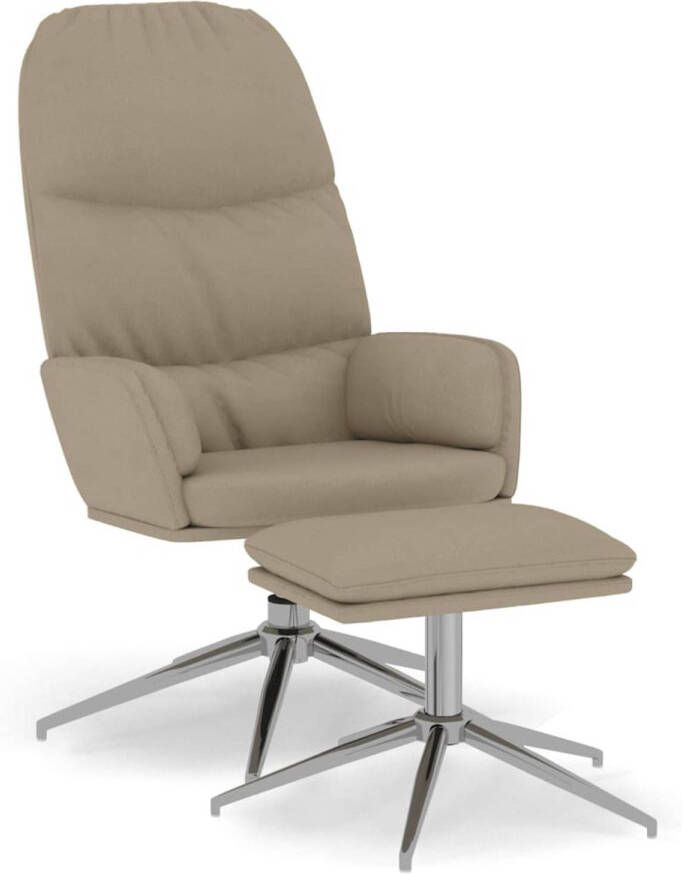 VIDAXL Relaxstoel met voetenbank kunstsuède lichtgrijs
